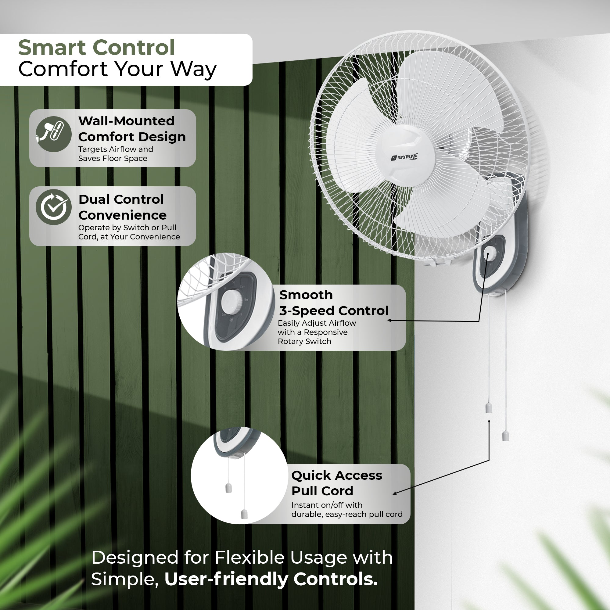 Ozzon Wall Fan 400mm (16-Inch) BLDC Wall Fan