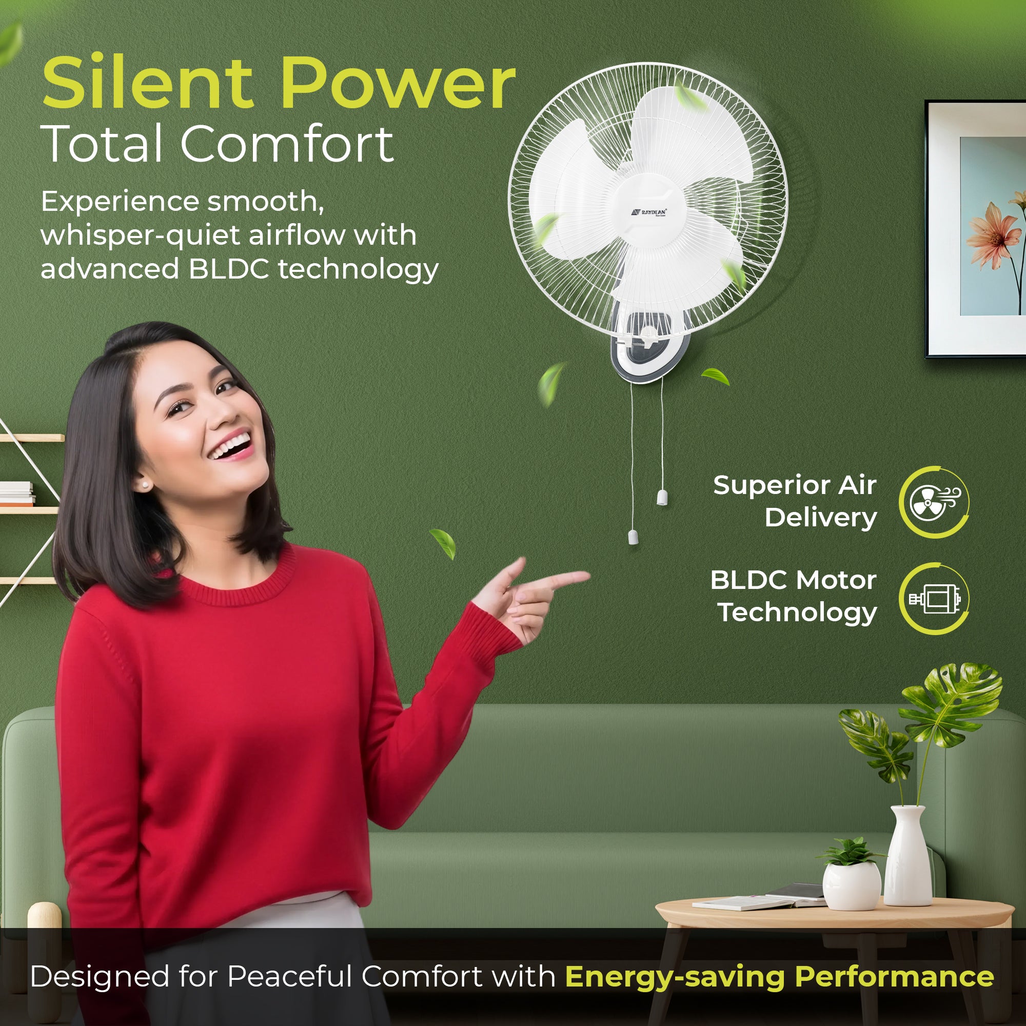 Ozzon Wall Fan 400mm (16-Inch) BLDC Wall Fan