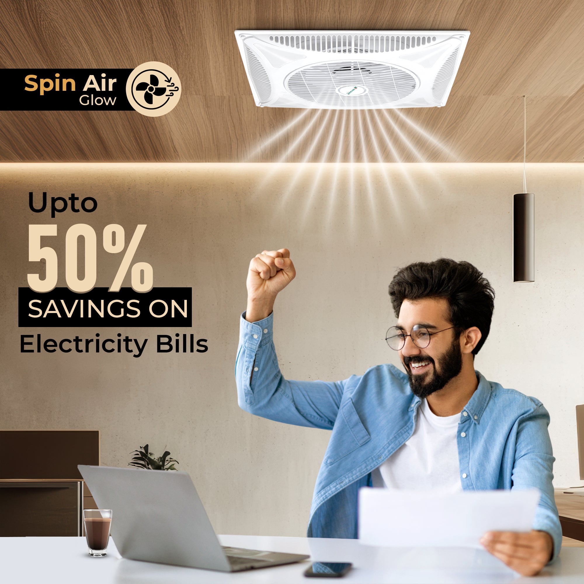 Spin Air Glow Cuboid Fan | 14 Inch BLDC Cuboid Fan