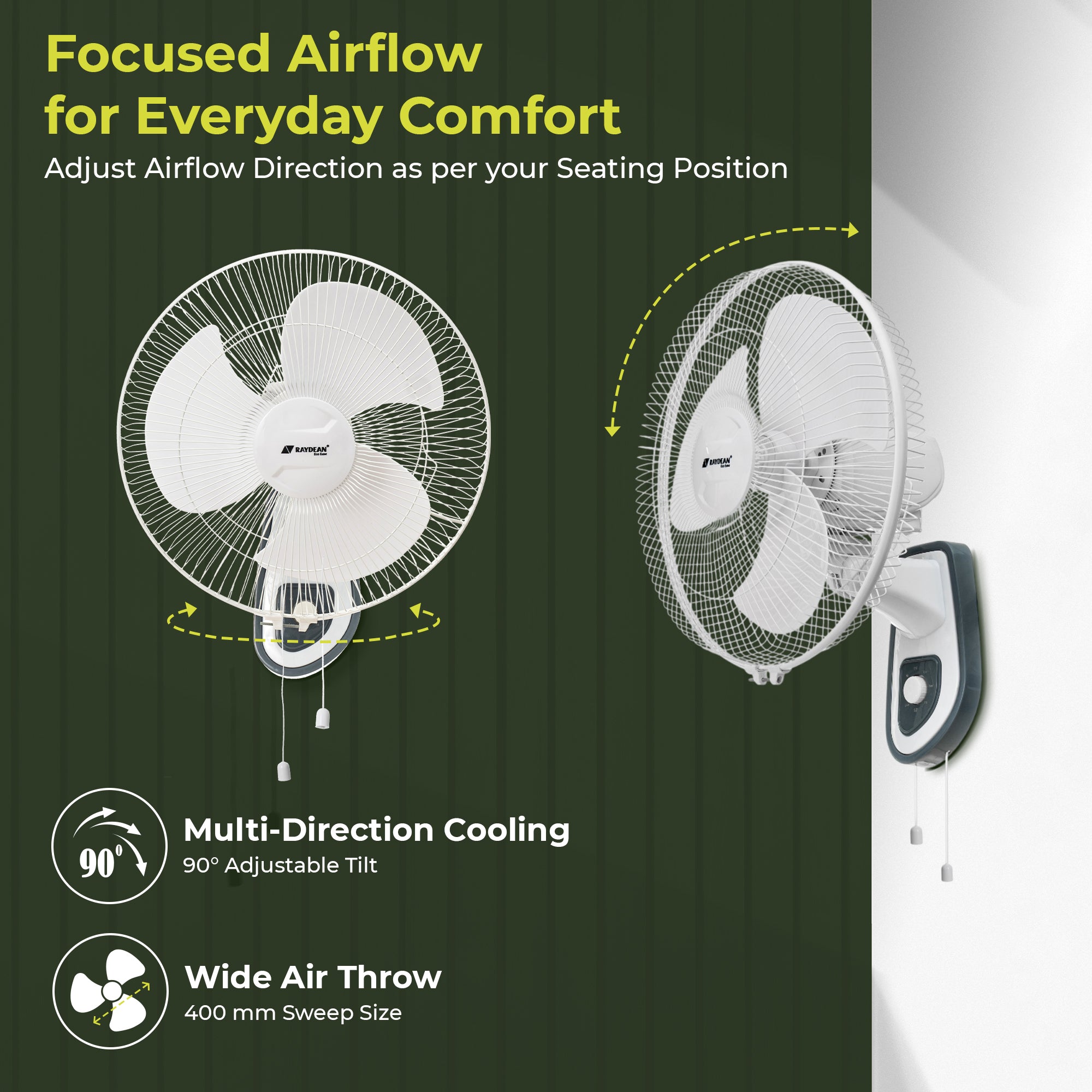 Ozzon Wall Fan 400mm (16-Inch) BLDC Wall Fan