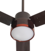 Smoke brown BLDC ceiling fan with three dark blades and white frosted light cover