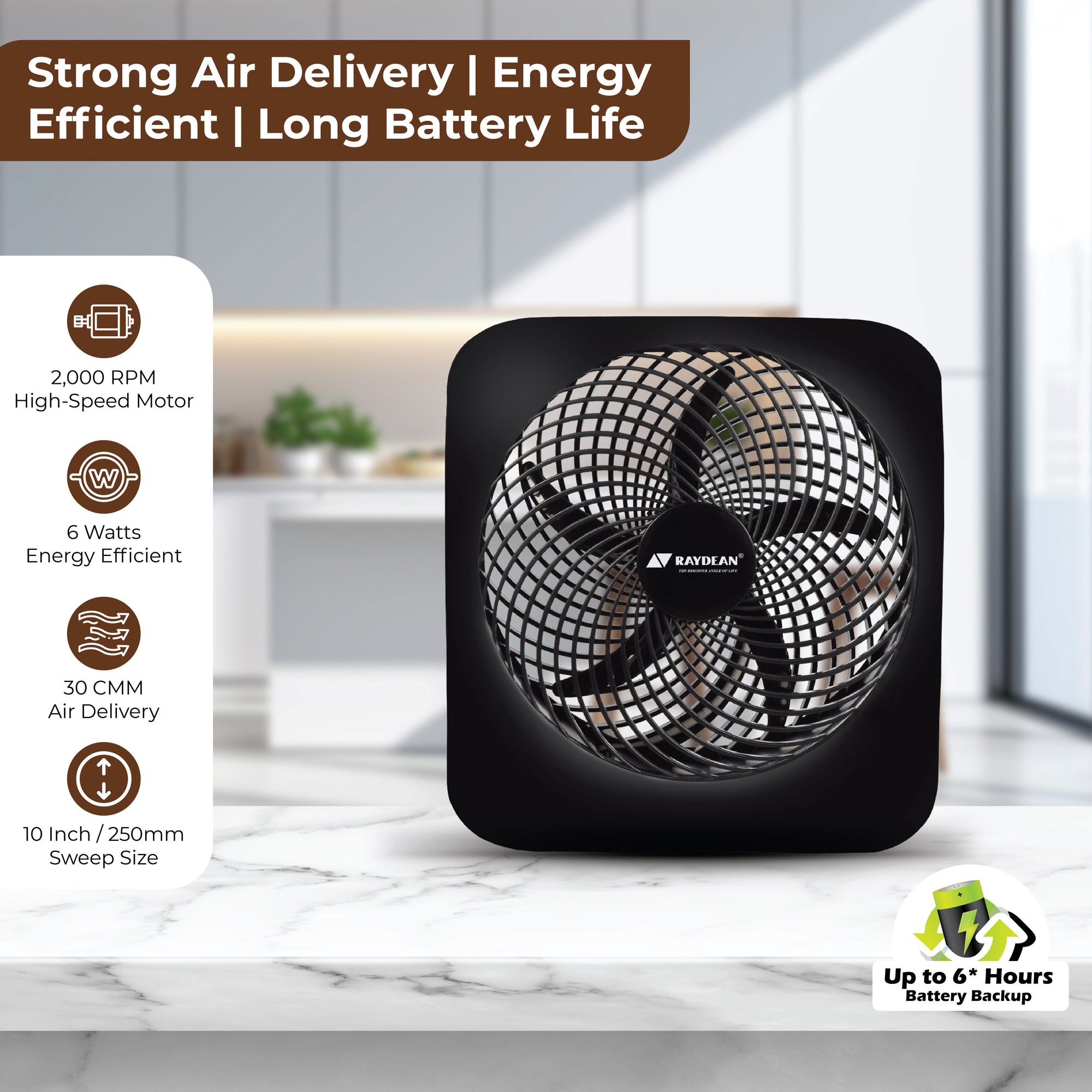 Eco Prime 10-Inch BLDC Rechargeable Table Fan