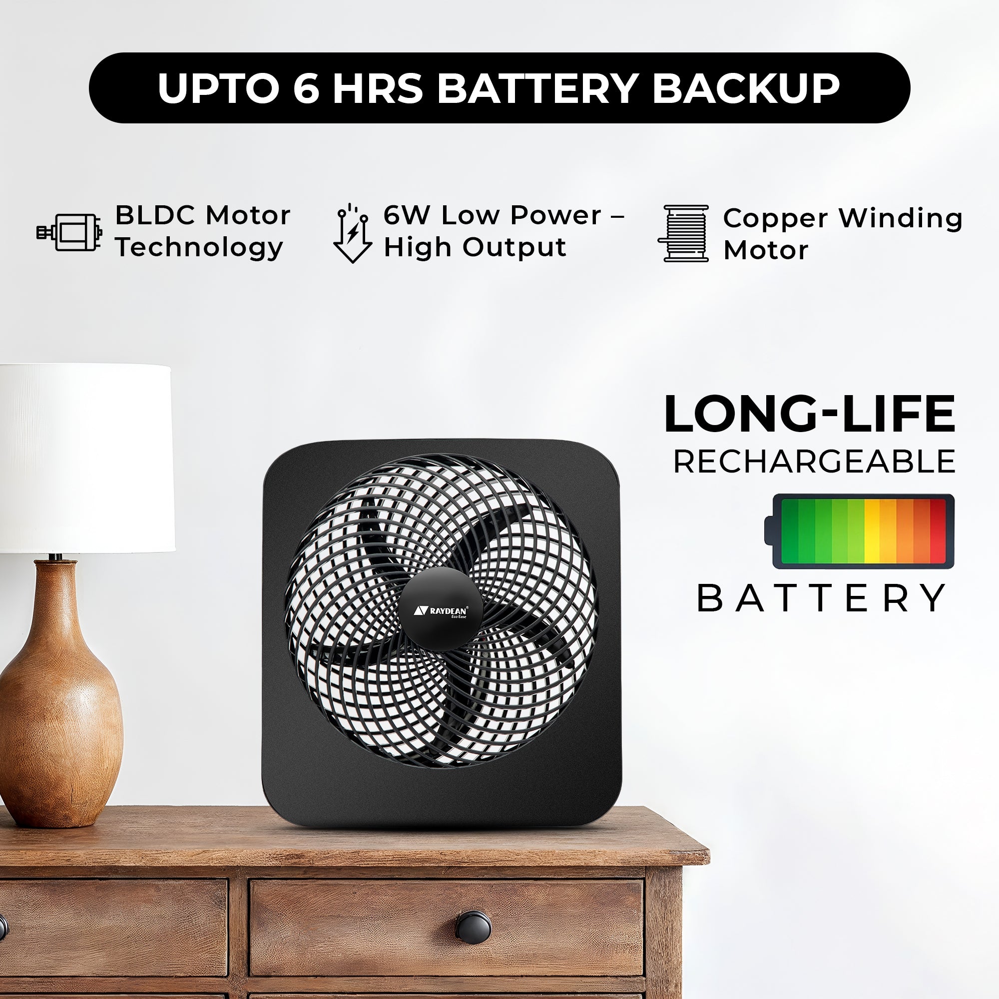 Eco Prime 10-Inch BLDC Rechargeable Table Fan