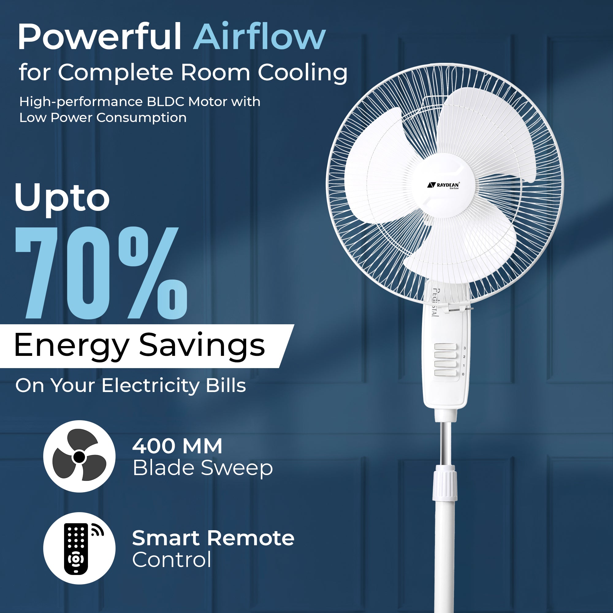 Ozzon Pedestal Fan 400mm (16-Inch) BLDC Pedestal Fan