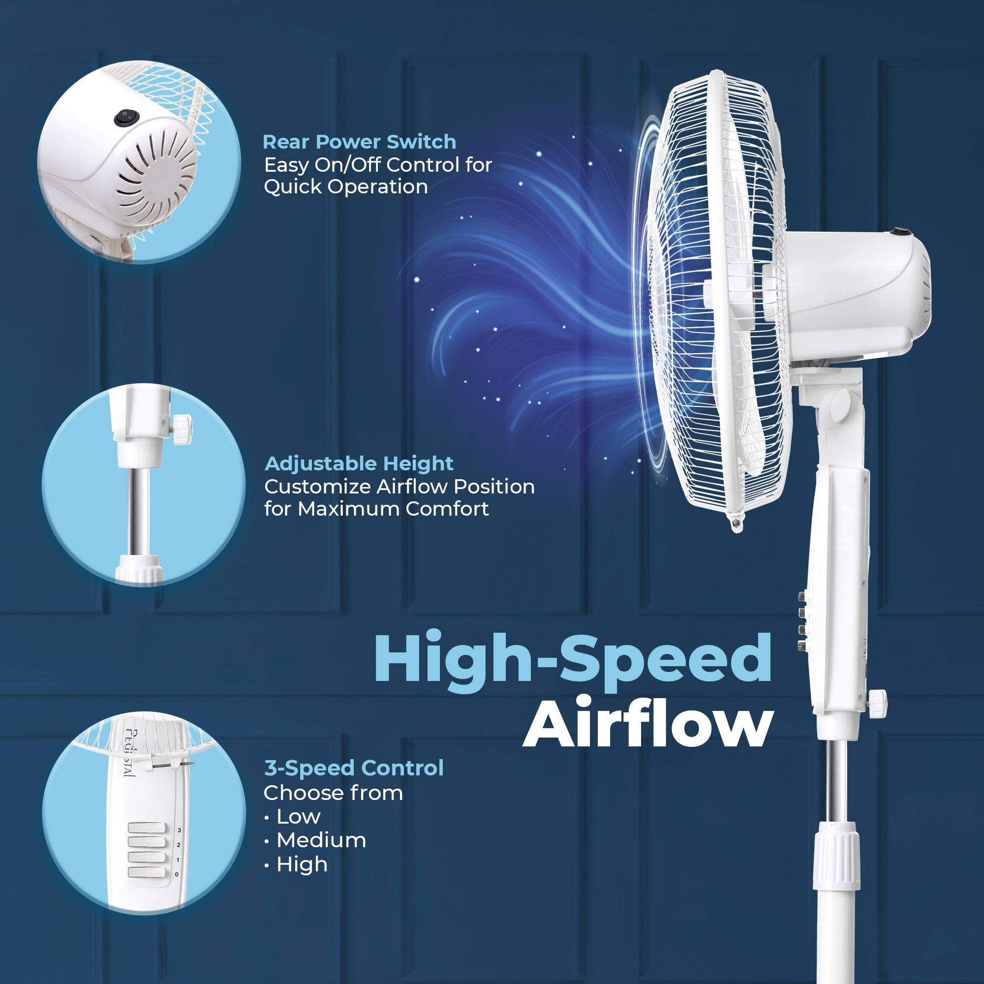 Ozzon Pedestal Fan 400mm (16-Inch) BLDC Pedestal Fan