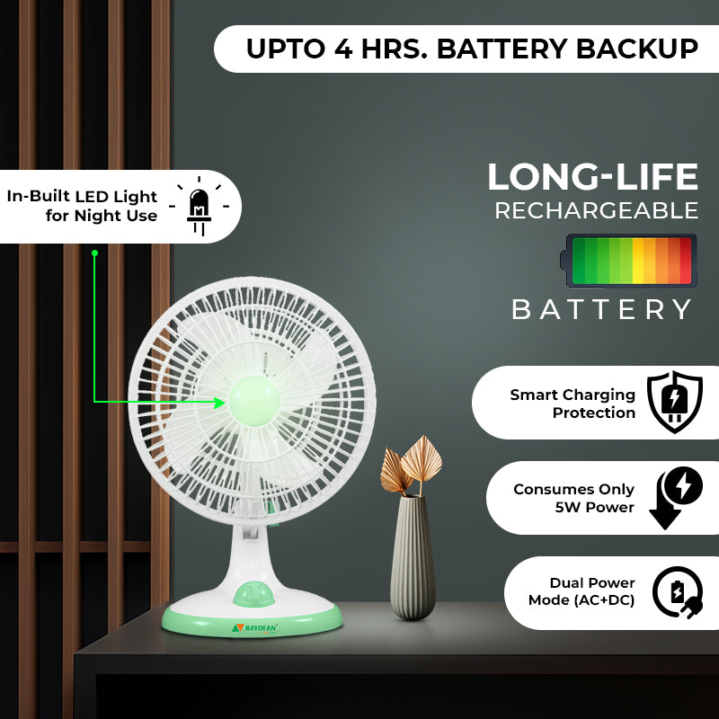 Eco Ace 8-Inch Rechargeable Table Fan